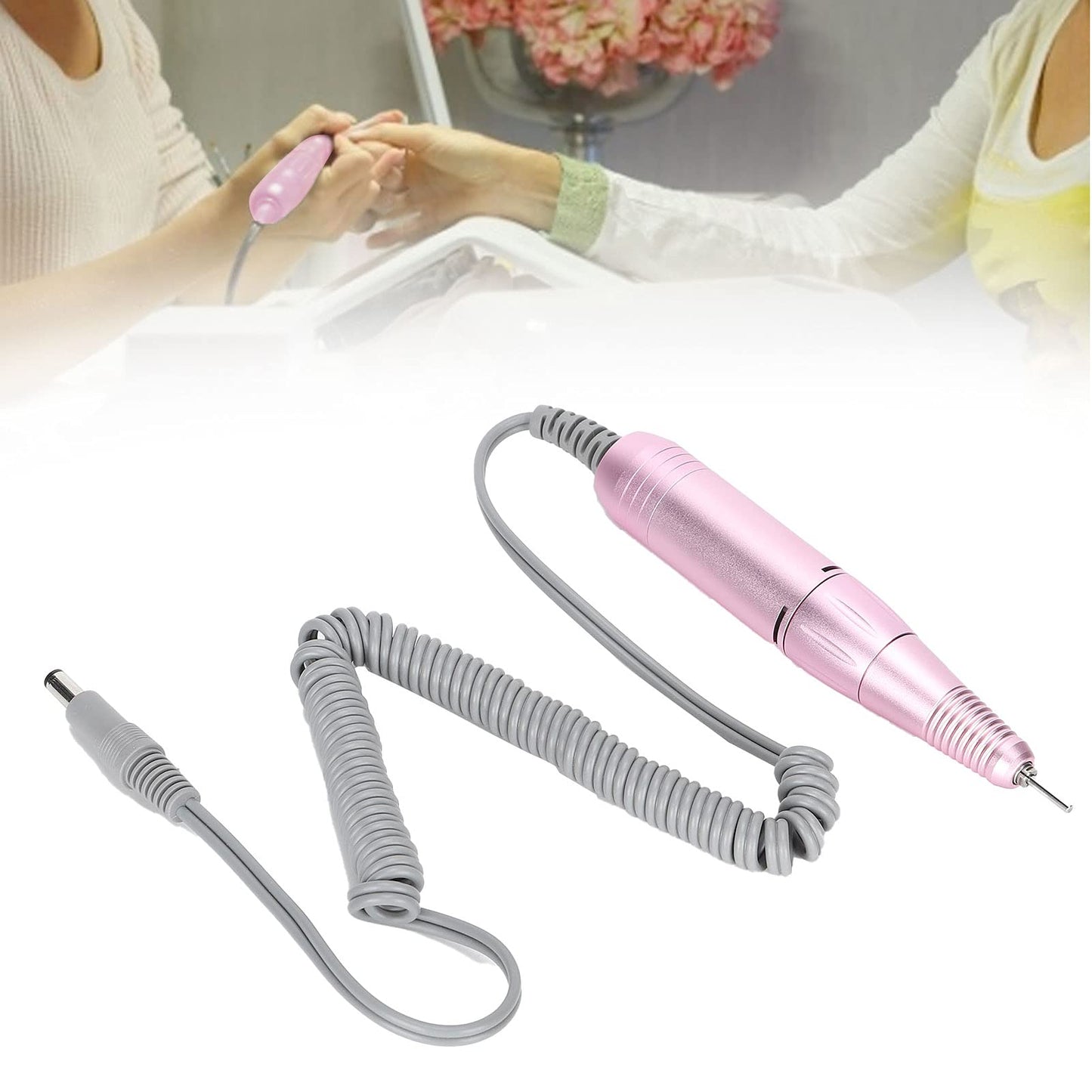 Replacement Handle for Electric Nail Drill Machine, 35000rpm Nail Drill Pen Replacement Handle Nail Polisher Grinder Handpiece Handle Electric Portable Nail Polishing Machine Replacement Handle(Pink)