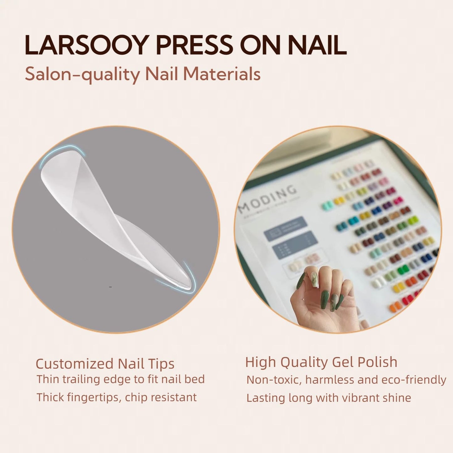 LARSOOY Nails Handmade Press on Nails Long Coffin | Handmade Nails with Christmas Theme | Reusable fake Nails with Unique Designs | False Nails 10 Pcs (Christmas Theme, M)