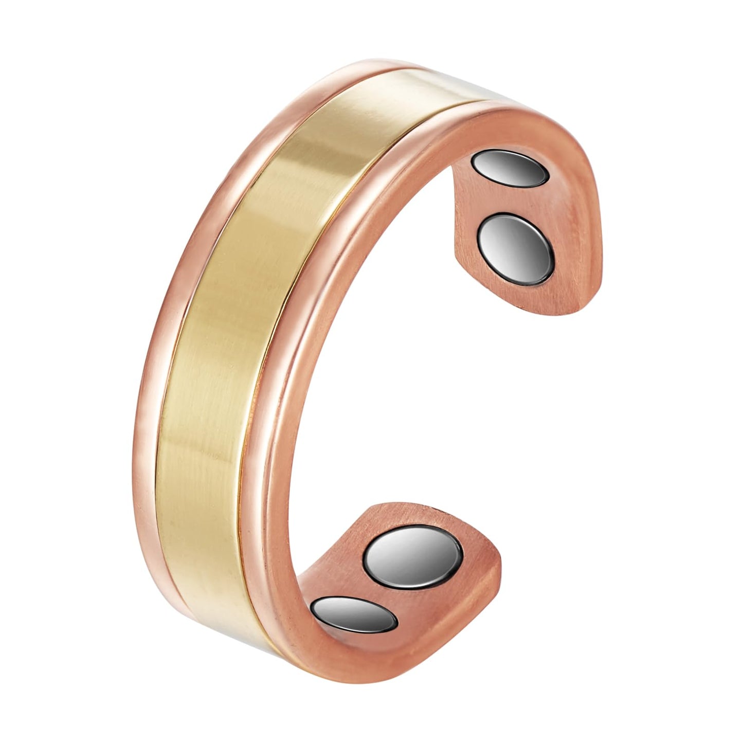 EnerMagiX Copper Rings for Women, Pure Copper Two-Tone Gold Adjustable Magnetic Ring,Copper Jewelry Present (0948)