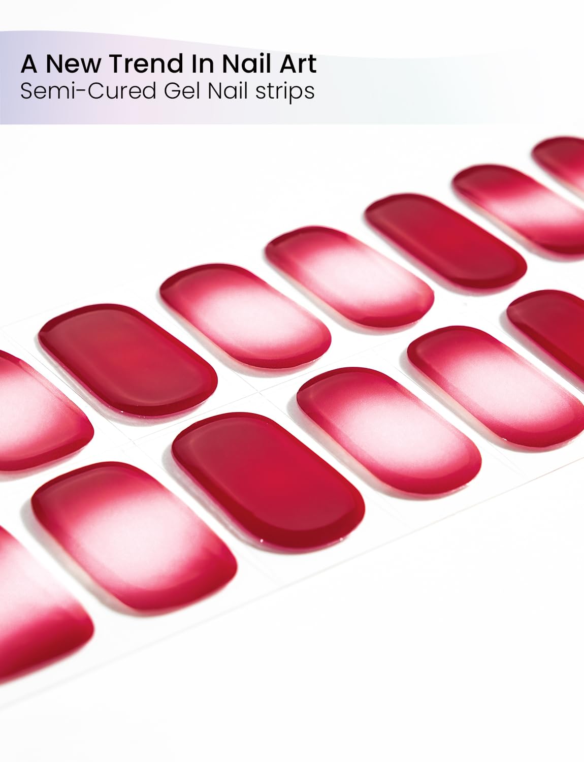 Oauee Semi Cured Gel Nail Strips | Built-In Gel Top Coat | UV Light Required | Salon Quality, Easy Application And Removal (Velvet Rouge Reverie ）