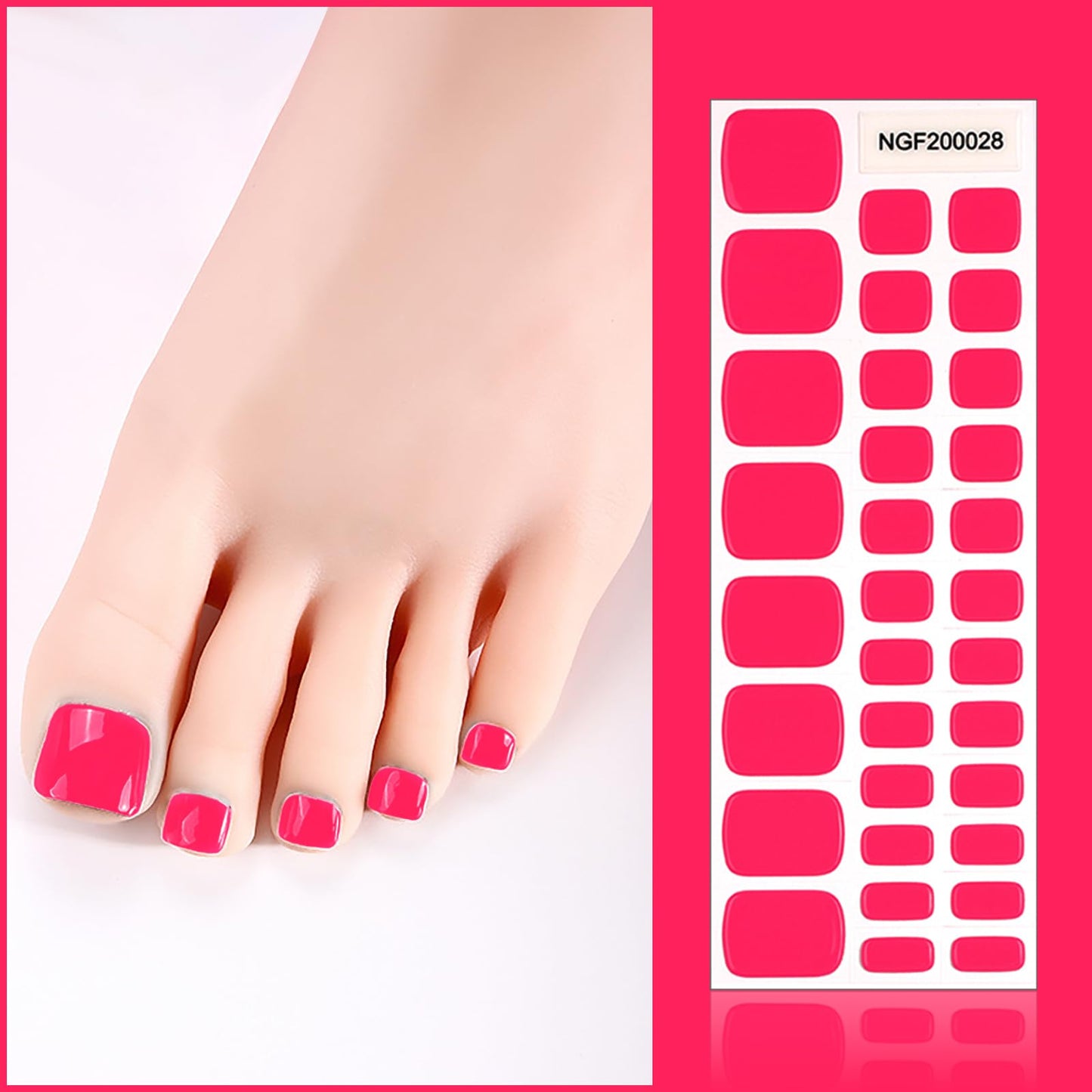 SILPECWEE Semi Cured Gel Nail Strips, Toenails Stickers Full Nail Wraps UV Light Required, Salon Quality, Easy to Apply & Remove, Toenail Strips for Women Girl (Dreamy Pink - 32PCS)