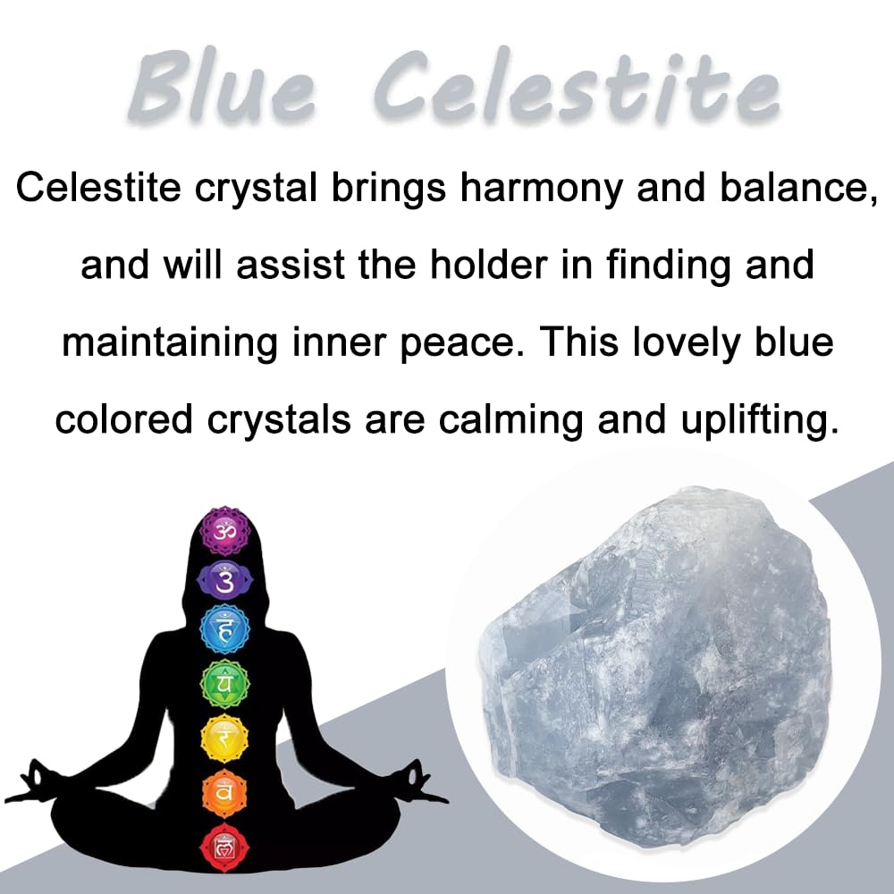 2PCS Natural Raw Stone Healing Crystals Bulk, Gemstones for Reiki, Meditation, Home Decor, Garden Fountain Rocks (Blue Celestite)