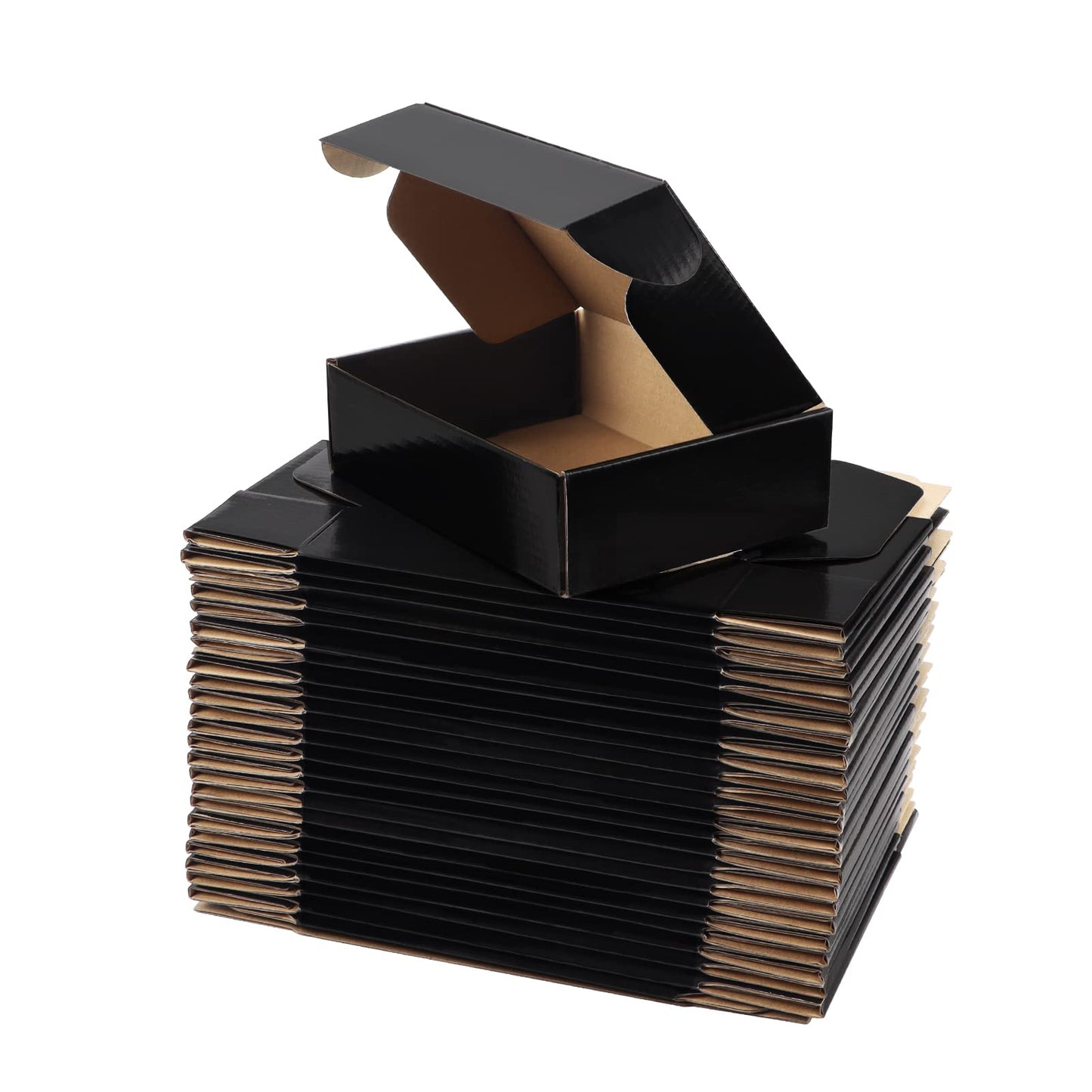 Hoikwo 25 Pack 7x5x2 Shipping Boxes for Small Business, Black Packaging Cardboard Boxes, Moving Mailing Packing Box