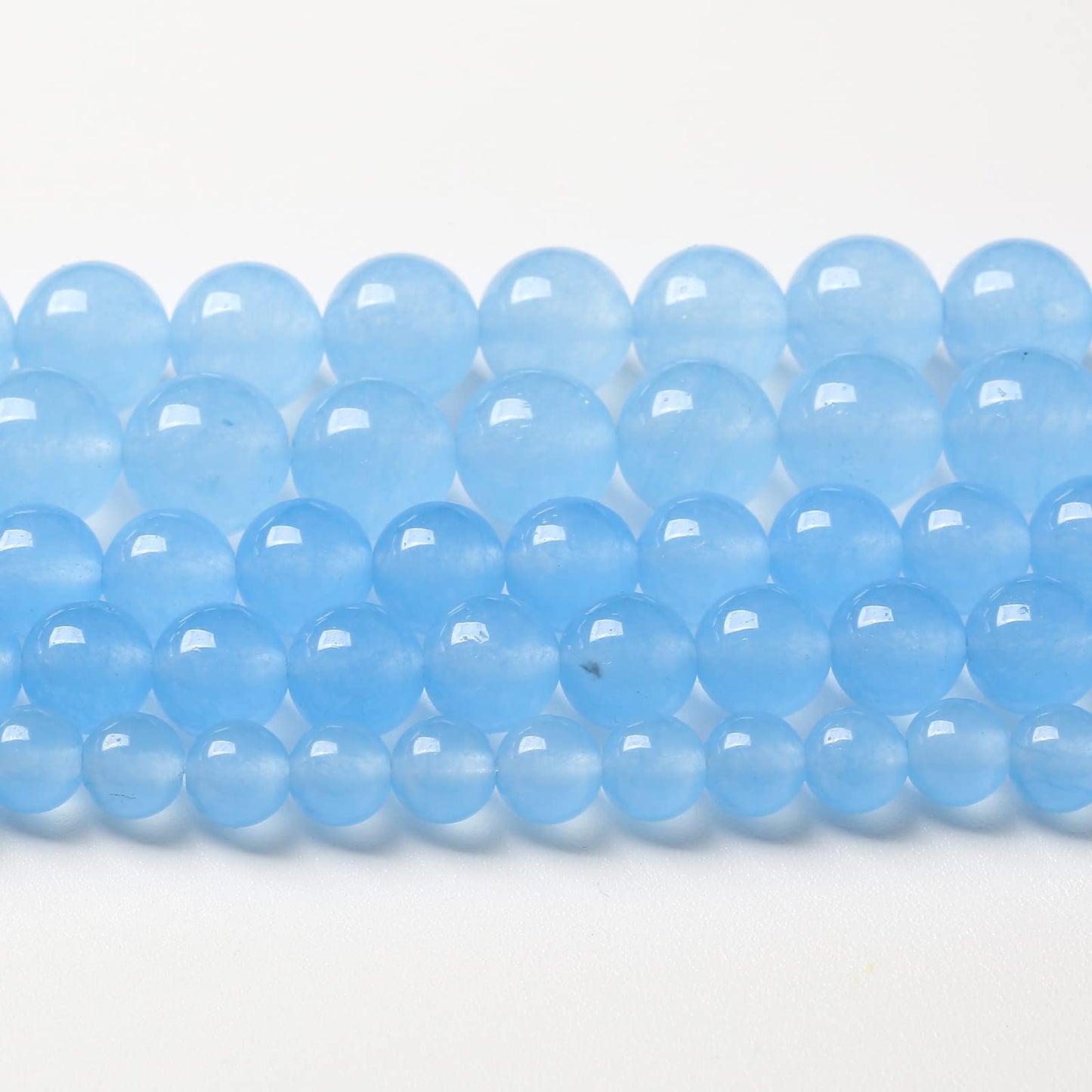 90pcs 8mm Blue Natural Chalcedony Aquamarines Stone Beads for Jewelry Making Round Jades Beads DIY Bracelet Accessories 32" 2 Strands