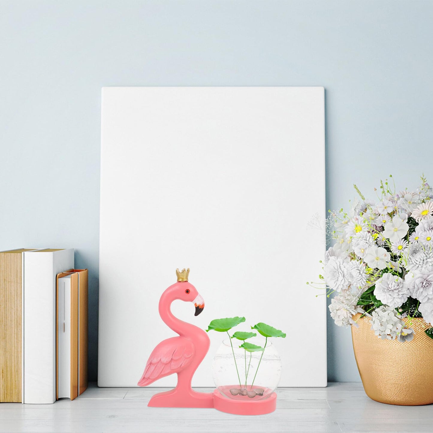 DECORNIJIA Flamingo Hydroponic Plants Vase Glass Desktop Plant Terrarium Flower Container for Home Décor Table Centerpiece