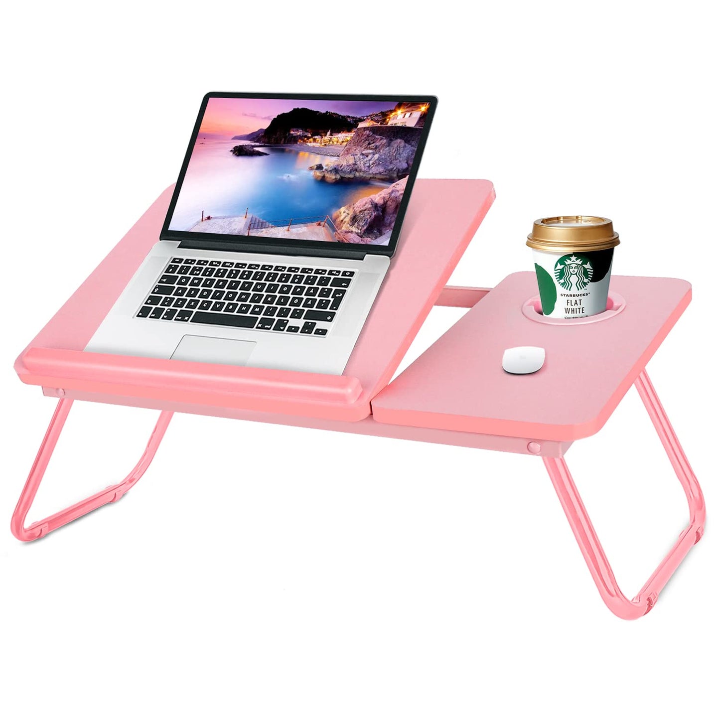 Laptop Desk for Bed Couch, Portable Lap Desk for Laptops, Bed Table for Laptops, Foldable Laptop Stand for Beds, Bed Desk for Writing (Candy Pink)