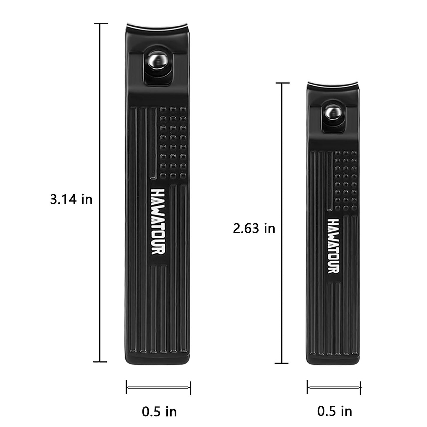 HAWATOUR Nail Clippers Set, Ultra Sharp Curved Blade Fingernail and Toenail Clipper Cutters with Visibly Tin Case, Squares and Stripes, Black