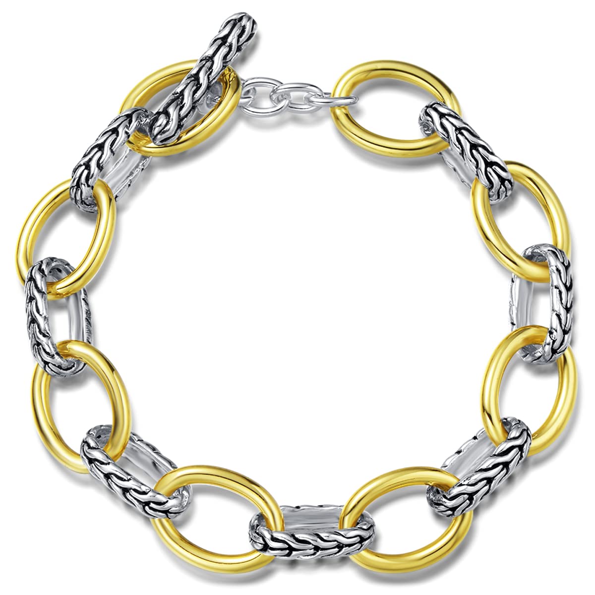 UNY JEWEL Jewelry Make a Statement with Foxtail Link Chain Bracelet Designer Brand Inspired Women Valentine (Two Tone)