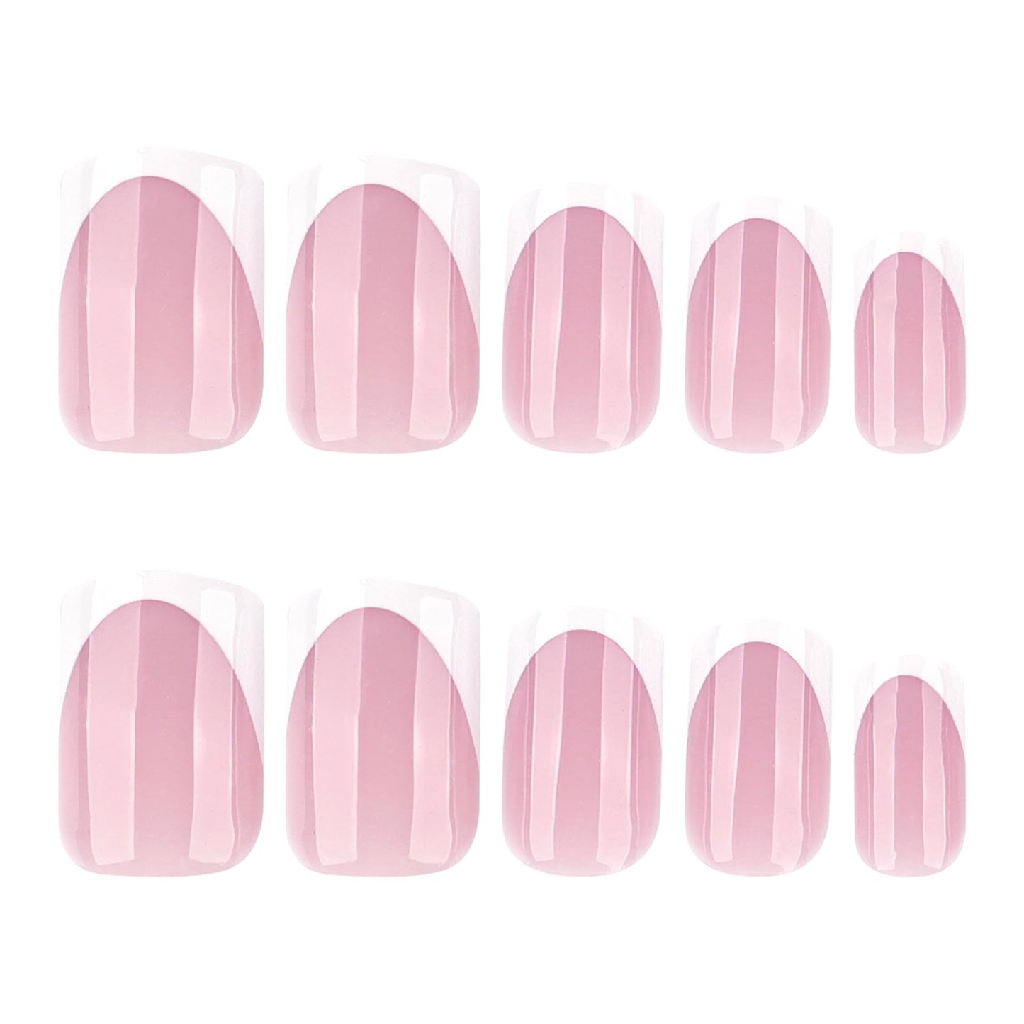 White French Tip Press on Nails Square Short Fake Nails Nature False Nails Press ons Glossy Acrylic Nails Reusable Full Cover Stick on Nails for Women Decoration