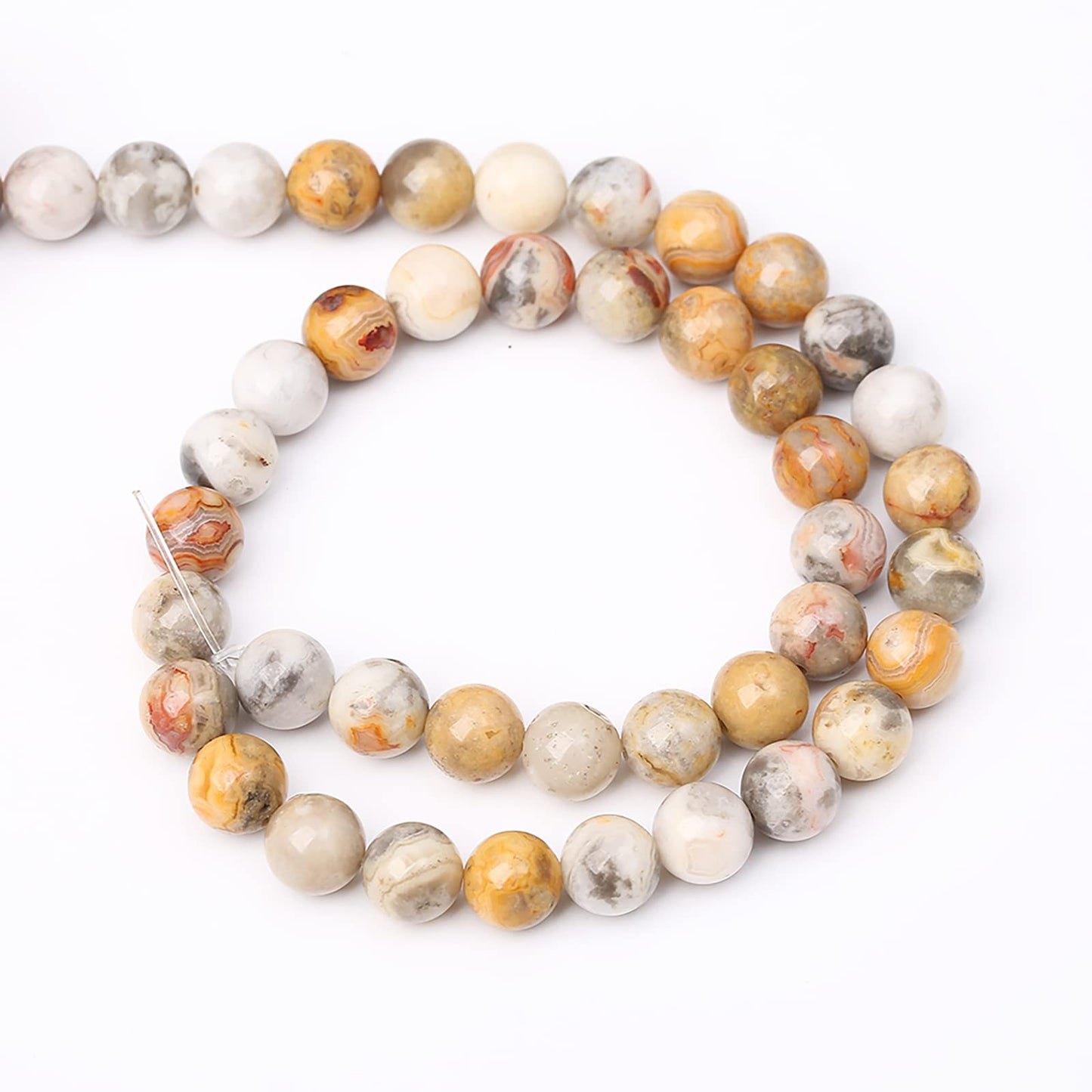60pcs 6mm Natural Stone Beads Crazy Lace Agate Gemstone Round Loose Beads for Jewelry Making DIY Bracelet Necklace
