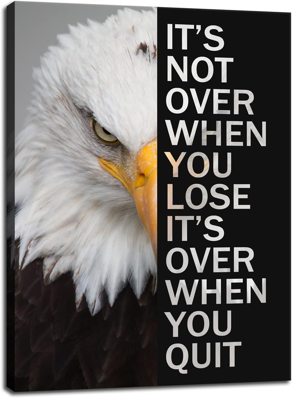 WYJZDZQ8 Eagle Inspirational Canvas Print Wall Art Animal Motivational Poster Animal Picture Painting Modern Inspiring Artwork for Home Living Room Office Decor Ready to Hang [18''W x 24''H]