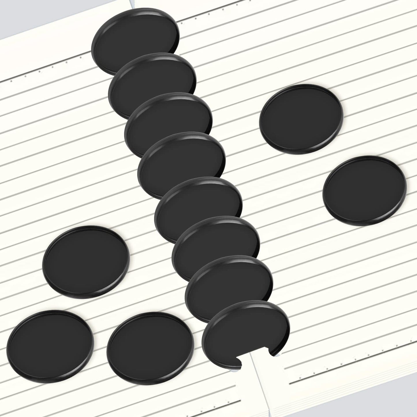 12-Piece 2-Inch Discbound Expansion Discs and Binder Rings - Large Black Plastic Book Binding Discs for DIY Notebooks and Scrapbooking Supplies