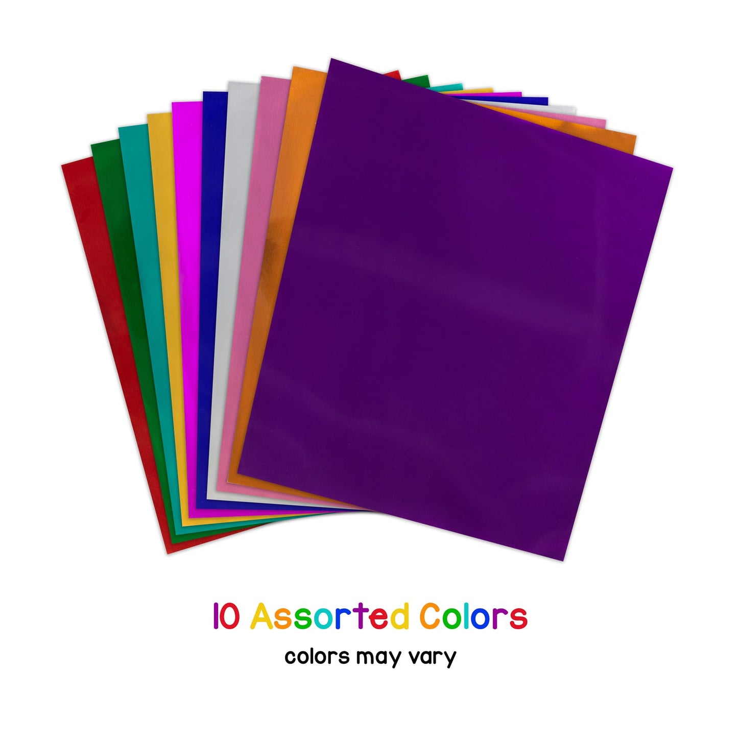 Hygloss Metallic Foil Paper - 50 Sheets 10 Assorted Metallic Foil Paper - 8.5x10 Inches - Ideal Foil Papers for Crafts - Shiny Craft Sheets