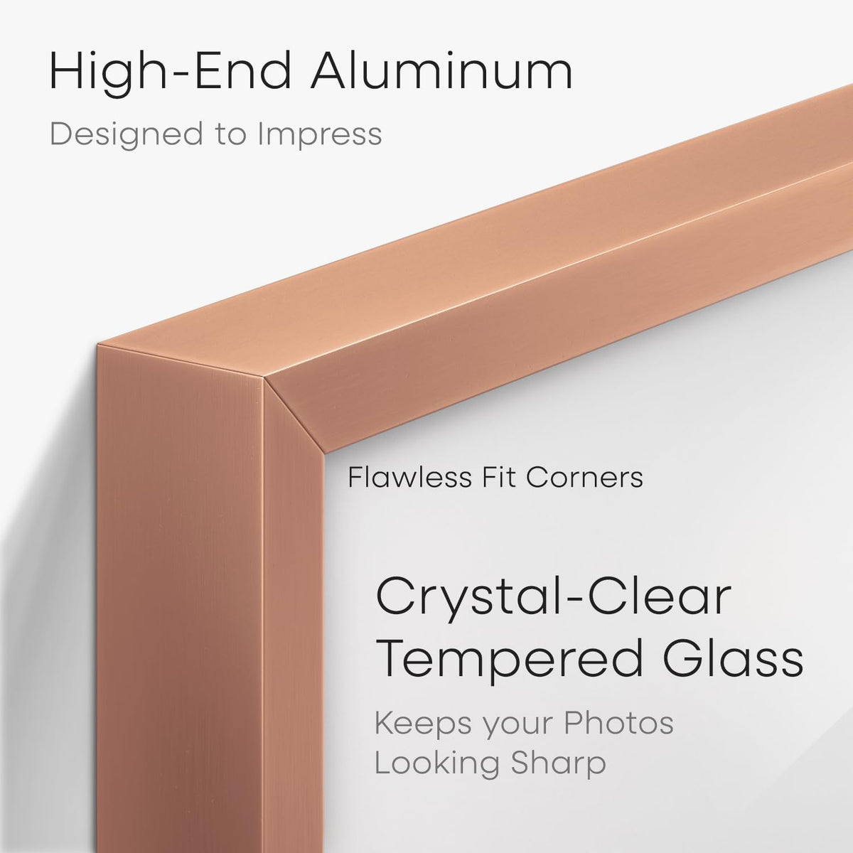 Homeforia A2 Poster Frame Rose Gold, High End Metal A2 Picture Frame Rose Gold with Mat A3 for Print, 16.5x23.4 Frame Matted to 11.7x16.5 Photo, 16.5 by 23.5 Frames, Tempered Glass, Wall Kit, Set of 1