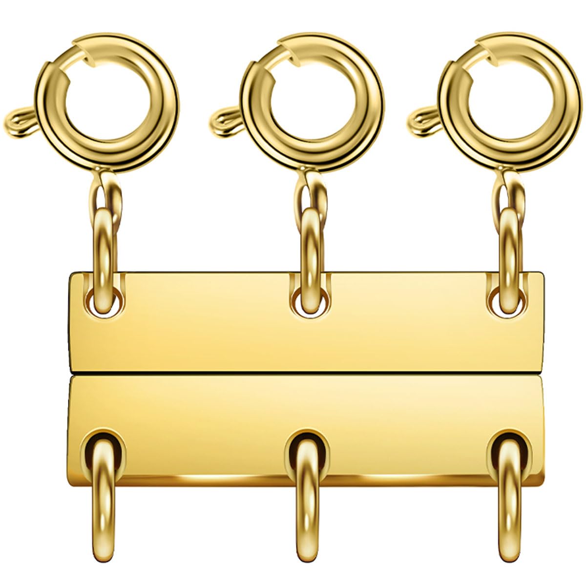 Layering Magnetic Necklace Clasps, Multiple Necklace Clasp,Necklace Clasps for Layered Look，Stainless Steel Chain Link Clasps for Necklaces and Bracelets, Silver, Gold (3 Golden B)