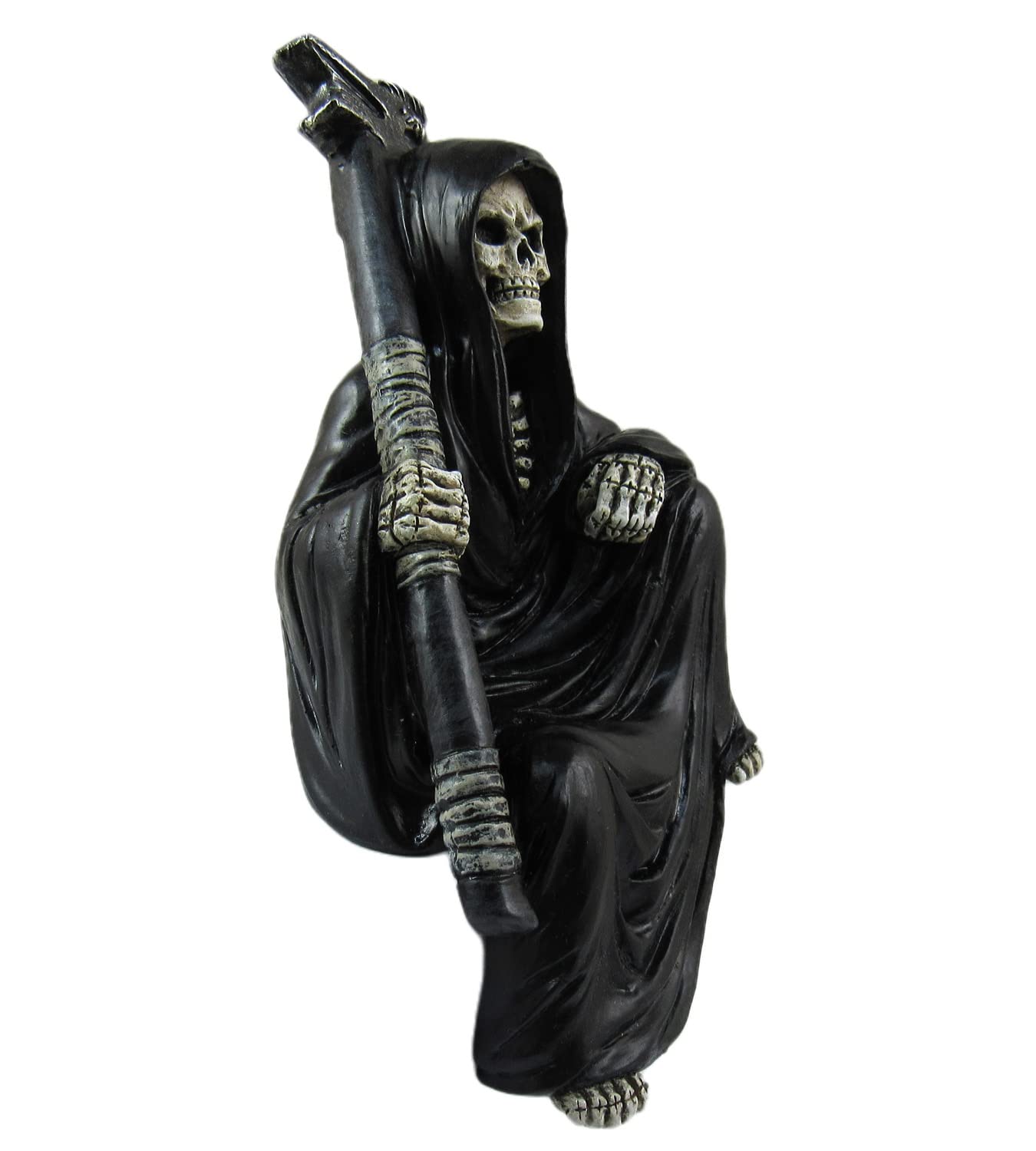 DWK " Nothing But Time Grim Reaper Book Shelf Figurine Sitter | Bookshelf Décor for Home | Skull Goth Decorations | Home Office Décor | Figurines and Statues - 5"