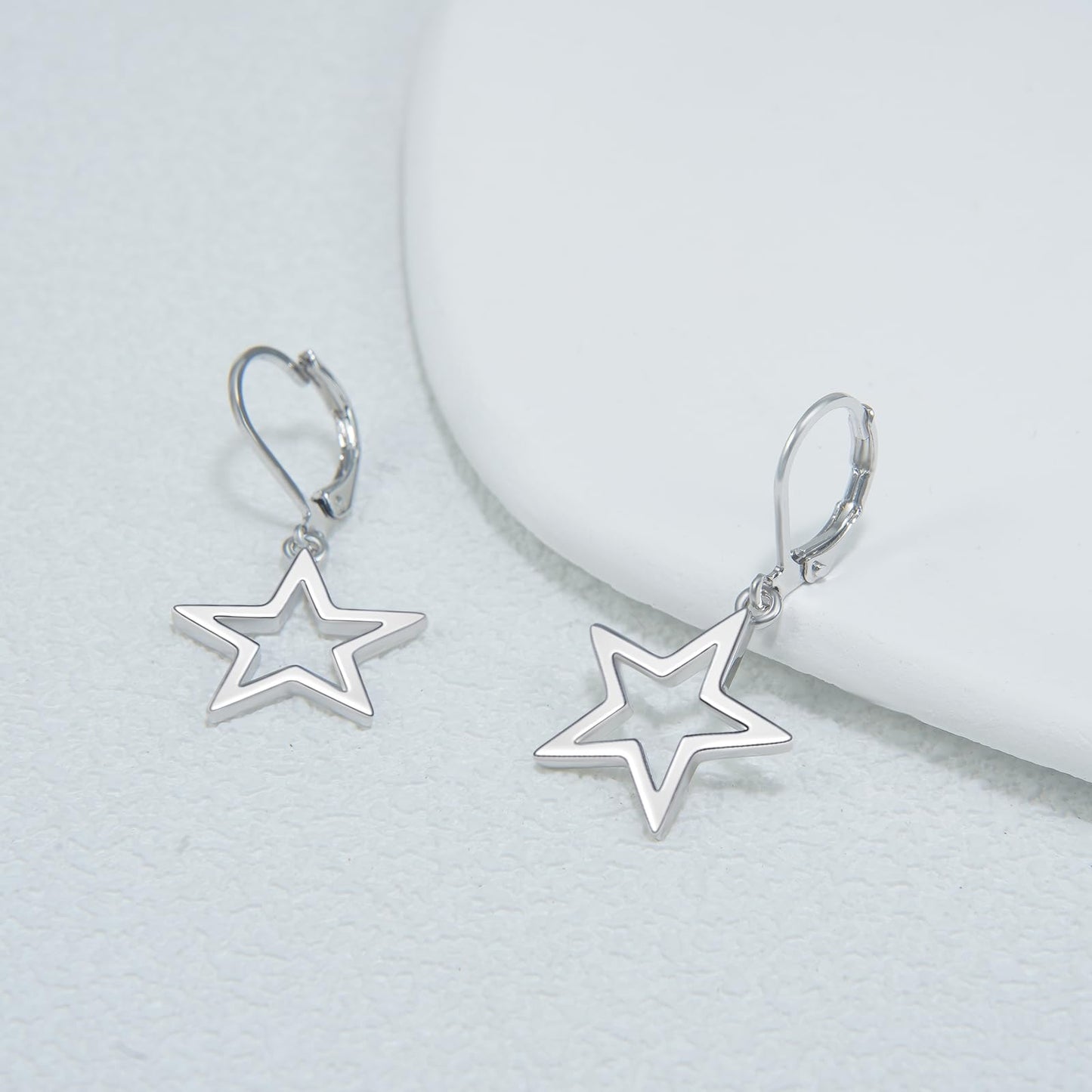 TALYKONG Star Earrings for Women Leverback Dangle Earrings Hypoallergenic Jewelry (star earrings)