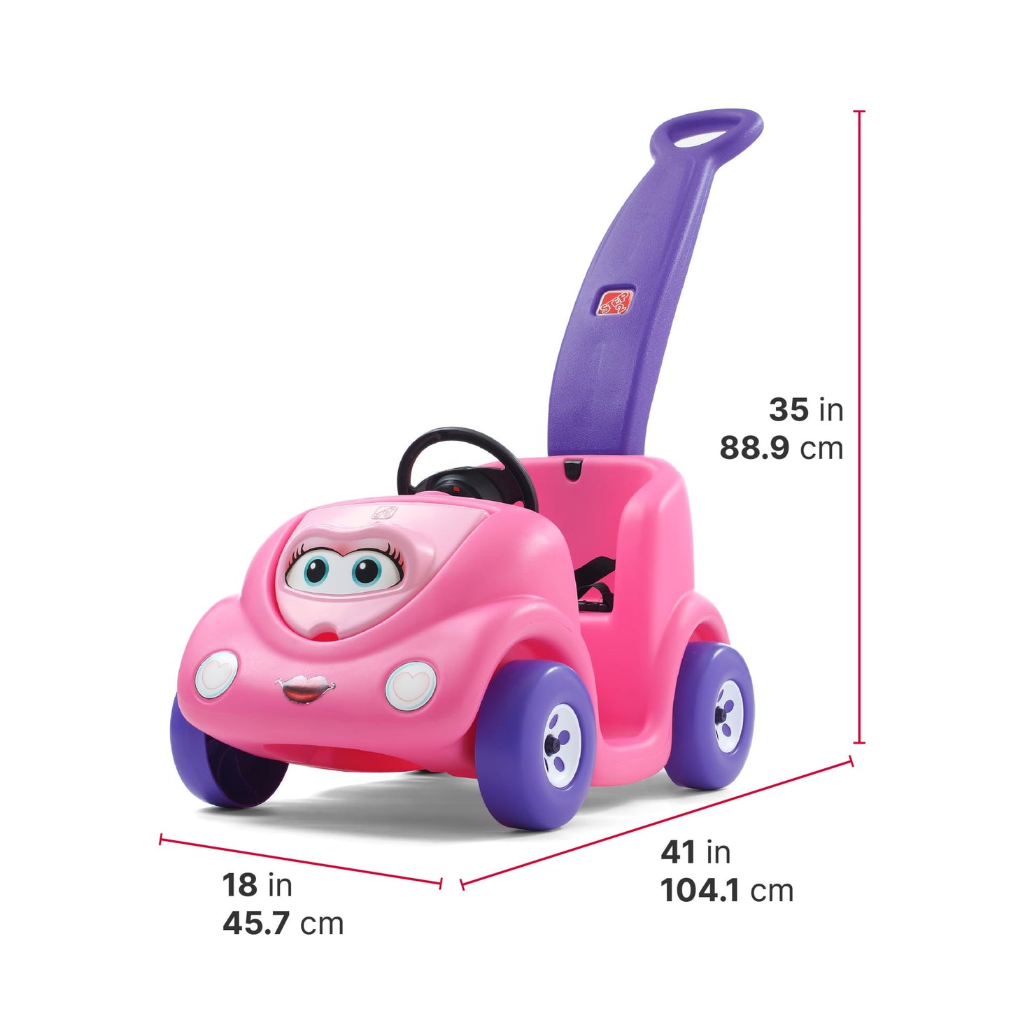 Step2 Push Around Buggy Kids Push Car, Ride On Toy, Stroller Substitute, Includes Seat Belt & Horn, Made of Durable Plastic, Max Weight 50 lbs., For Toddlers 1.5-4 Years Old, Pink
