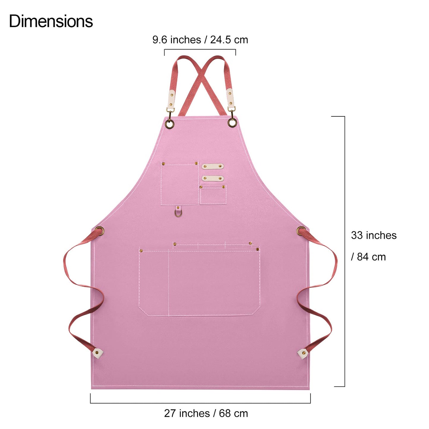 Dulabi Apron, Adjustable Chef Apron for Women and Men with Large Pockets, Cooking Kitchen Apron with Back Straps