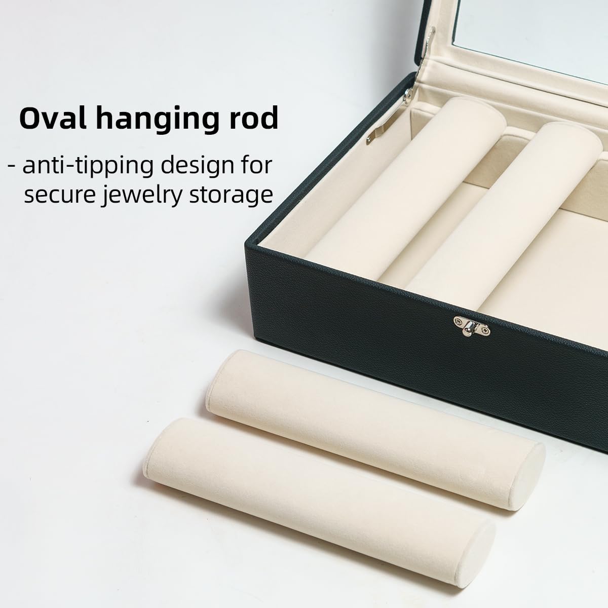 OrizeGe Jewelry Box with Glass Lid Bracelet Holder PU Leather for 4 Rods Beige Velvet Watch Case for Women