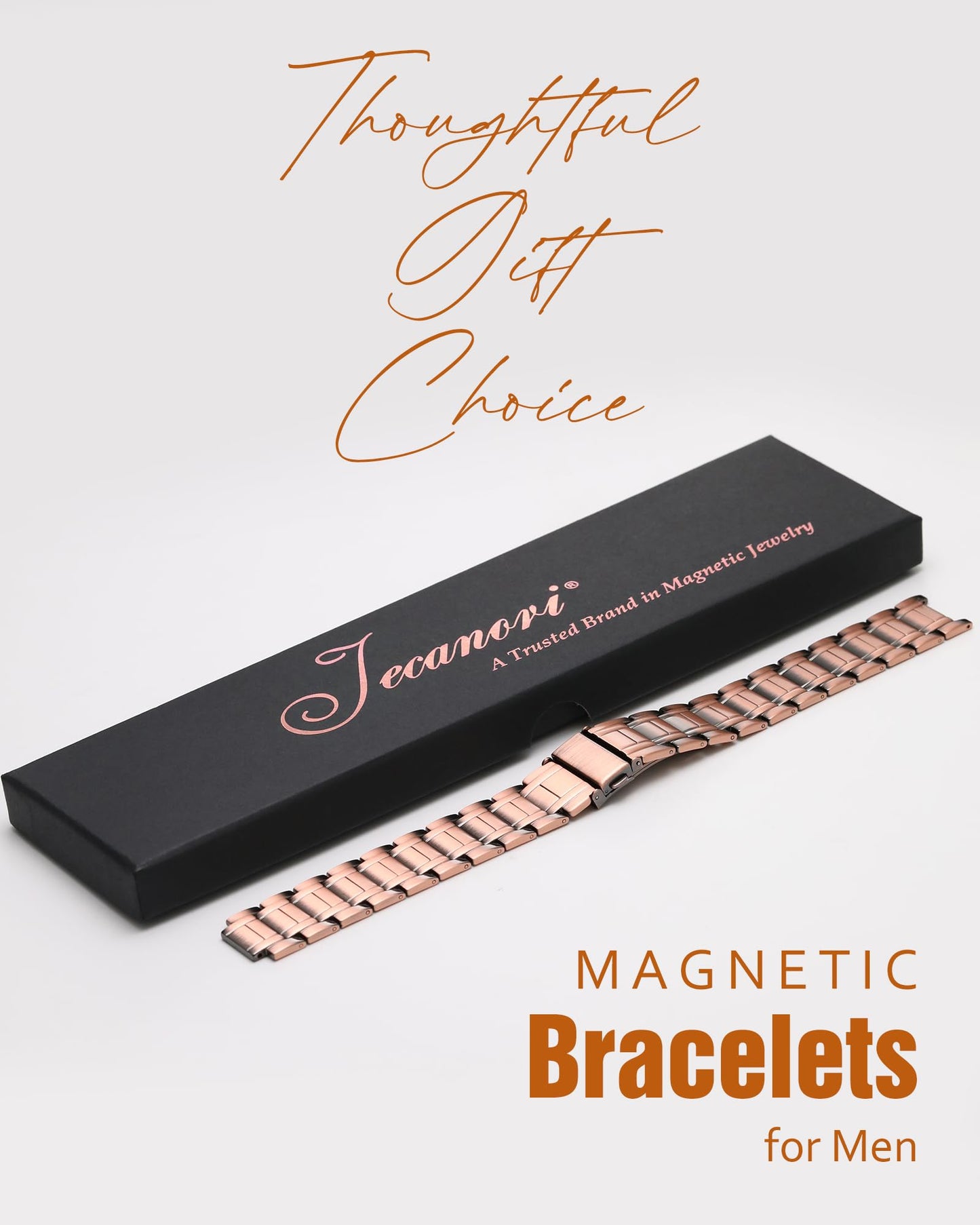 Jecanori 3X Strength Copper Bracelets for Men, Mens Pure Copper Magnetic Bracelet with Upgraded 3800 Gauss Magnets, Premium Fold-Over Clasp & Sizing Tool