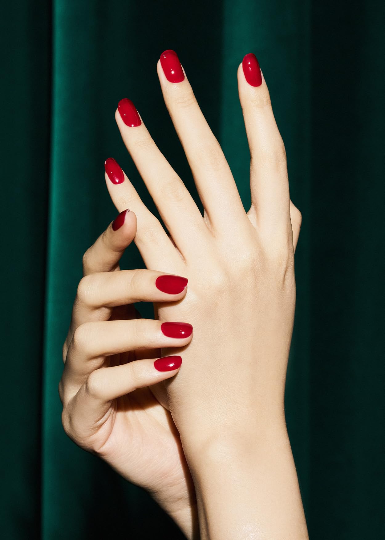ohora Semi Cured Gel Nail Strips (N Red Light) - Red, Solid, Works with Any UV/LED Lamps, Salon-Quality, Long Lasting, Easy to Apply & Remove - Includes 2 Prep Pads, Nail File & Wooden Stick