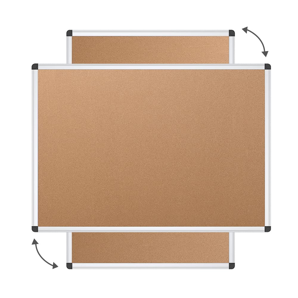VIZ-PRO Cork Notice Board, 24 X 18 Inches, Silver Aluminium Frame