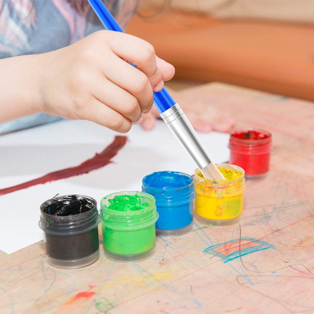Anezus 30 Kids Paint Brushes Set with Jumbo Round Watercolor and Large Flat Craft Brushes