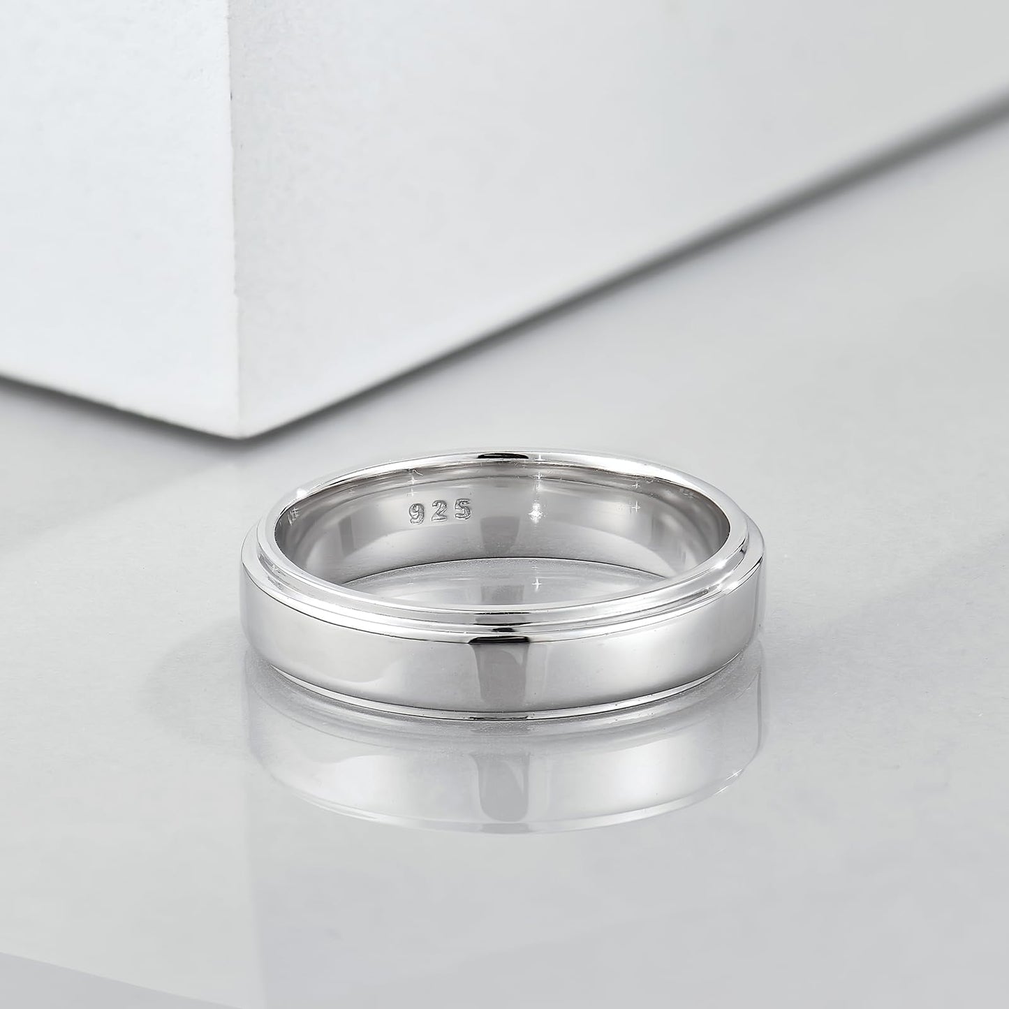 STARCHENIE 5mm Wedding Band Ring, 925 Sterling Silver Comfort Fit, Classic Style, Sizes 9