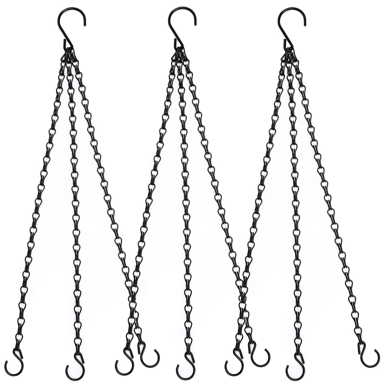Heybe 20 Inch Hanging Basket Chain, 3 Point Hanging Chains with Hooks for Pot Planters Bird Feeders Lantern Lamp,Extended Hangers for Hanging Badkeys(20 inch,3 Point)