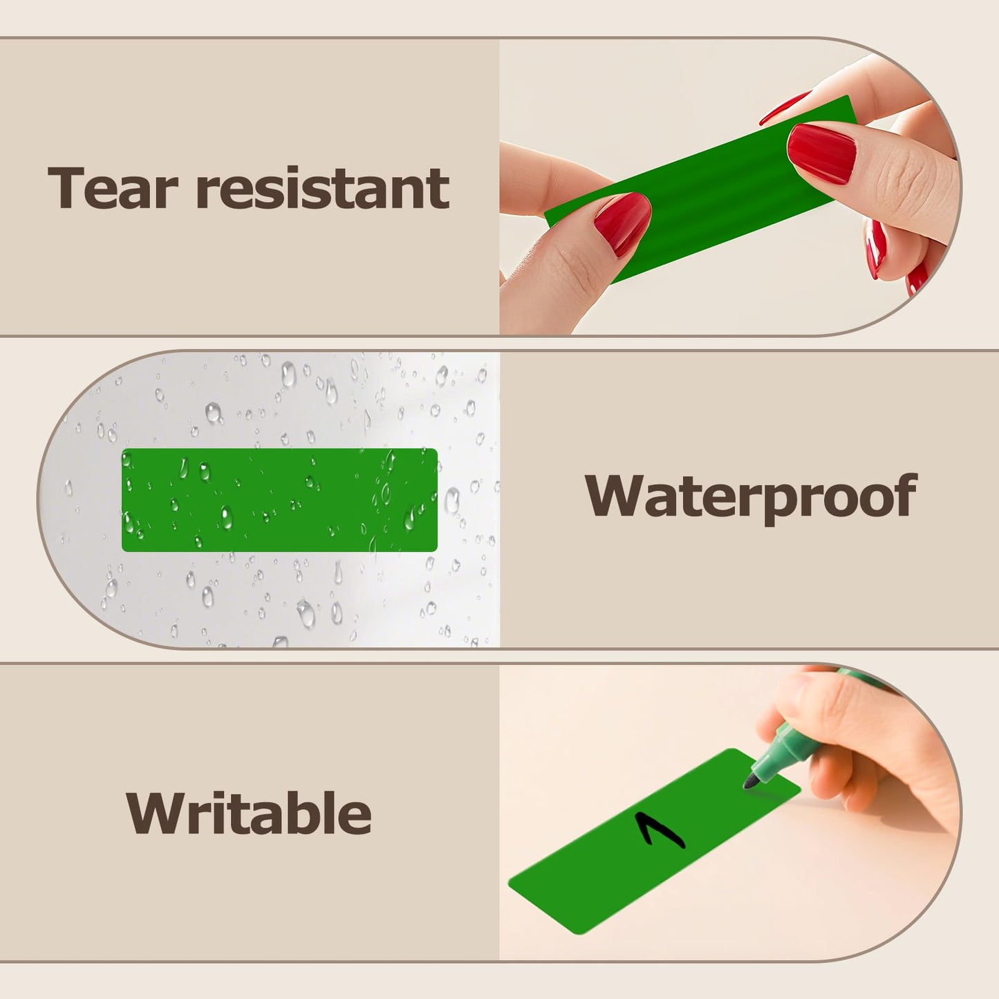 Meitaat 3 × 1 Inches Green Rectangle Color Coding Labels 1000 PCS, Self-Adhesive Writable Waterproof Vinyl Blank Sticker Roll for Office Home School Business