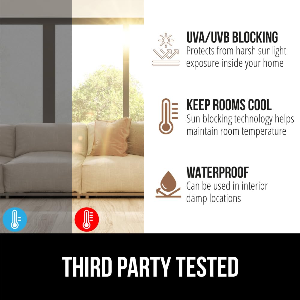 Gorilla Guard Window Privacy Film, Removable Two Way Sun Blocking, 23.6 x 78.7 Inch, Reusable No Residue Stickers, Strong Static Clings to Glass Windows, Decorative Bathroom Door Coverings, White