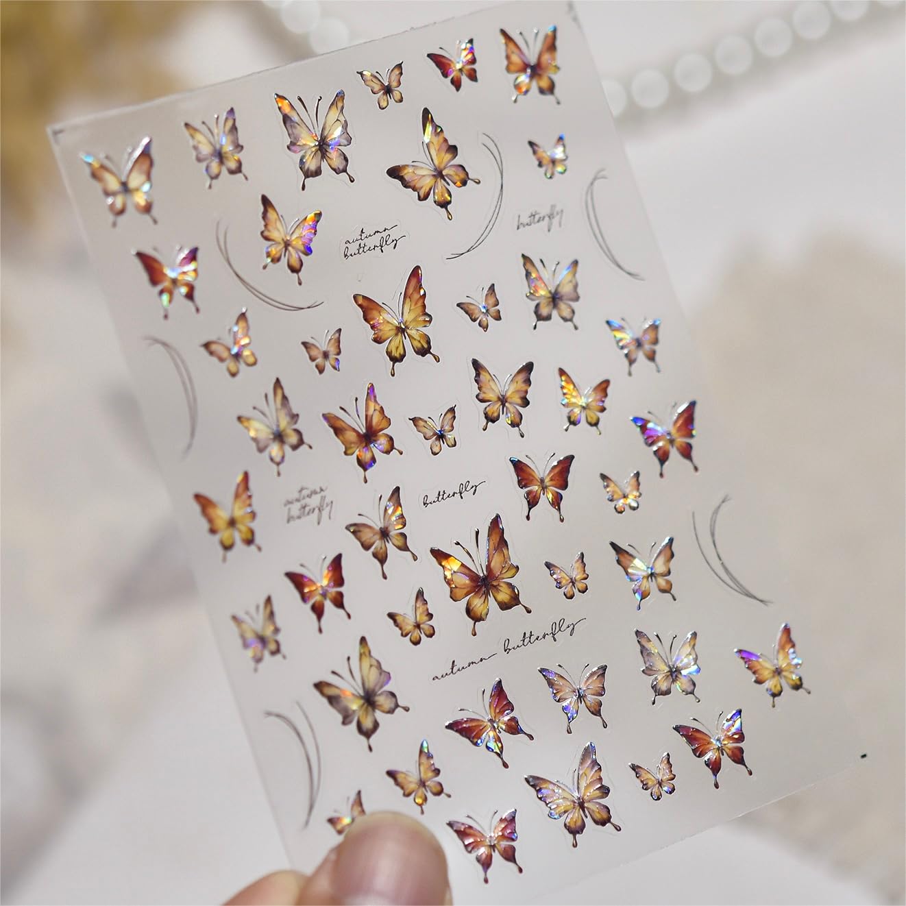Phuryllic 3D Nail Stickers for Nail Art, Embossed Self-Adhesive Cute Nail Charms & Decals for DIY Nails, Easy-to-Apply Nail Design Supplies & Accessories for Home Manicure-Autumn Vibe Butterfly