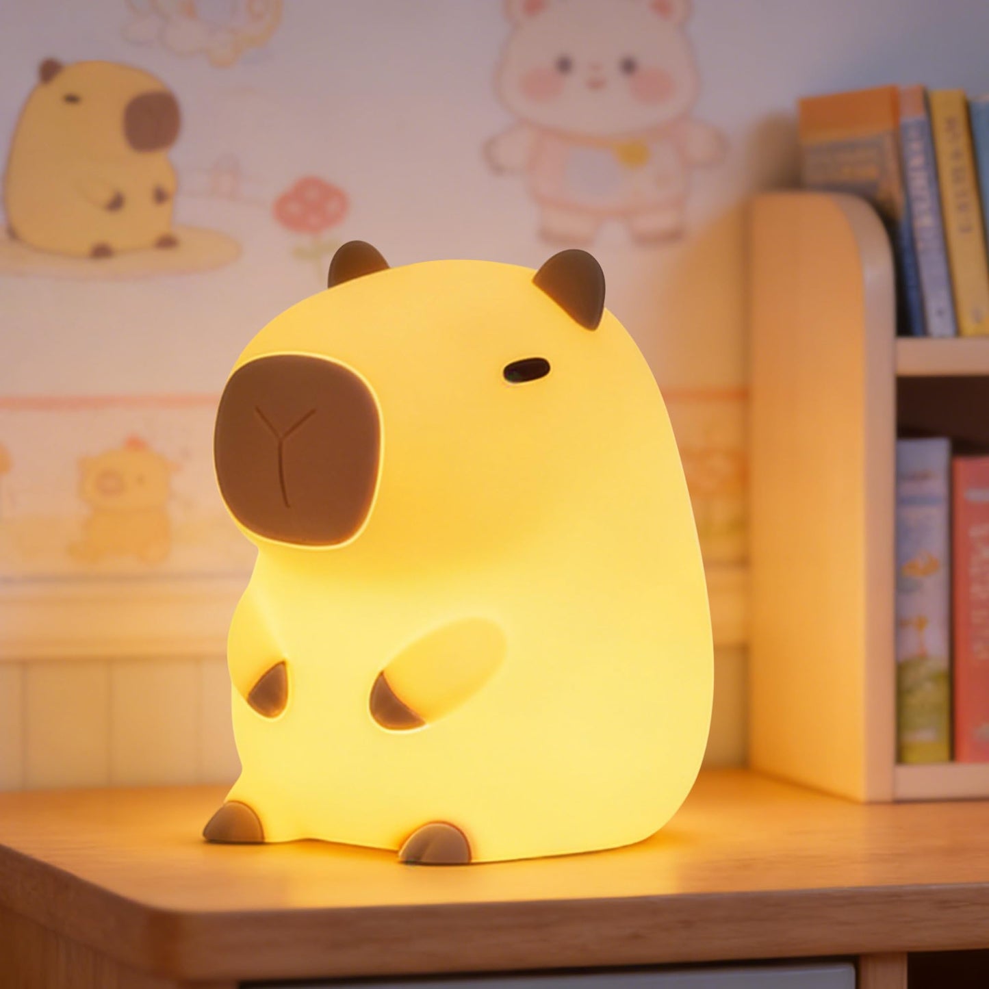 FAMIDUO Capybara Night Light for Kids,Safe Squishy Silicone Nursery Light with Timer,Dimmable & Rechargeable Touch Bedside Lamp, Cute Capybara Gifts for Boys Girls Toddlers, Baby & Kids Room Decor