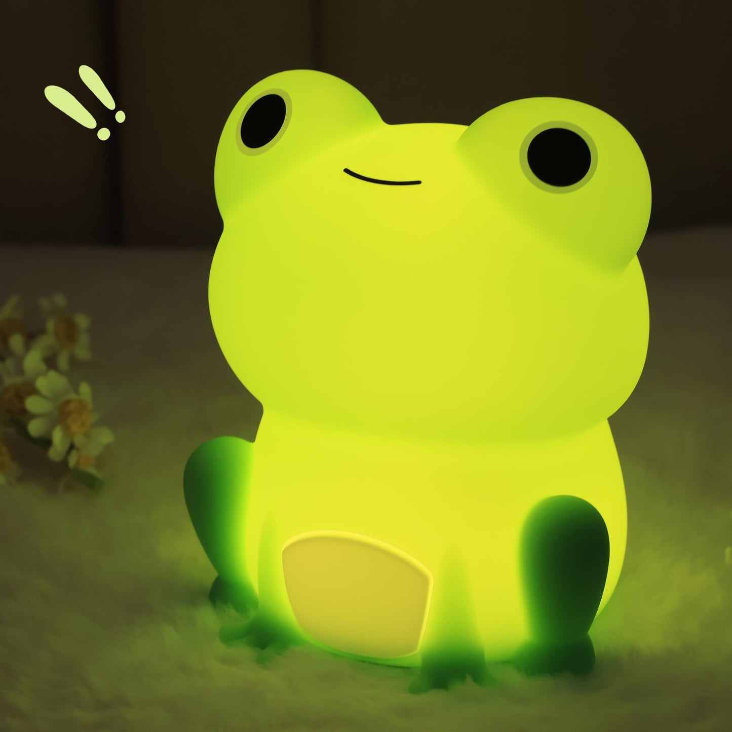 OkiyiD Frog Night Light for Nursery, Rechargeable Dimmable Bedside Lamp with Touch Control(ABS+SIL), Portable Kids Gift for Girls, Boys, Babies