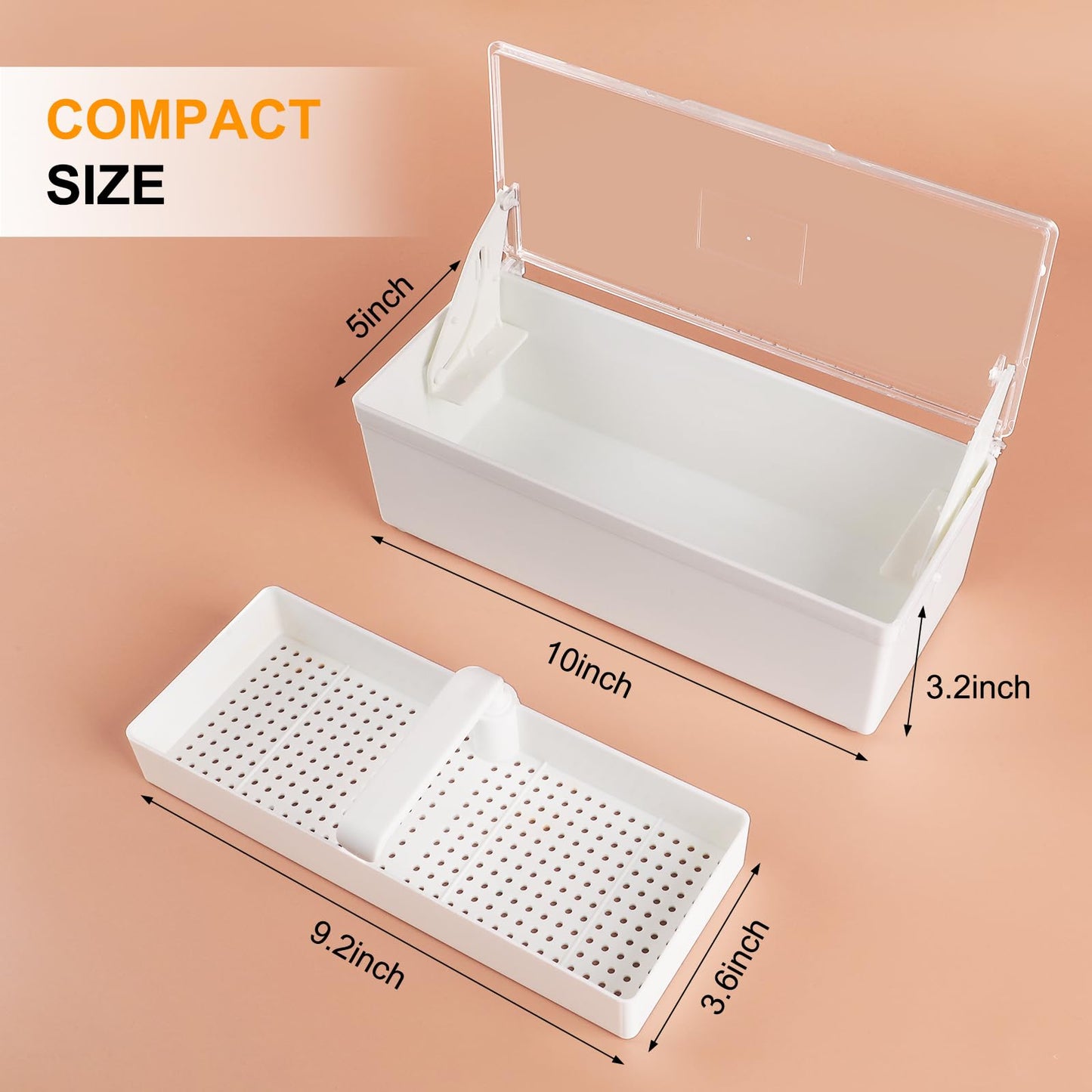 heemeei Nail Tool Sterilizer Box, Plastic Sterilizing Tray for Nail Art Tools, Portable Nail Sterilizer Machine, Disinfection Box for Tweezers, Hair Salons, Spas and Manicure Equipment (White)