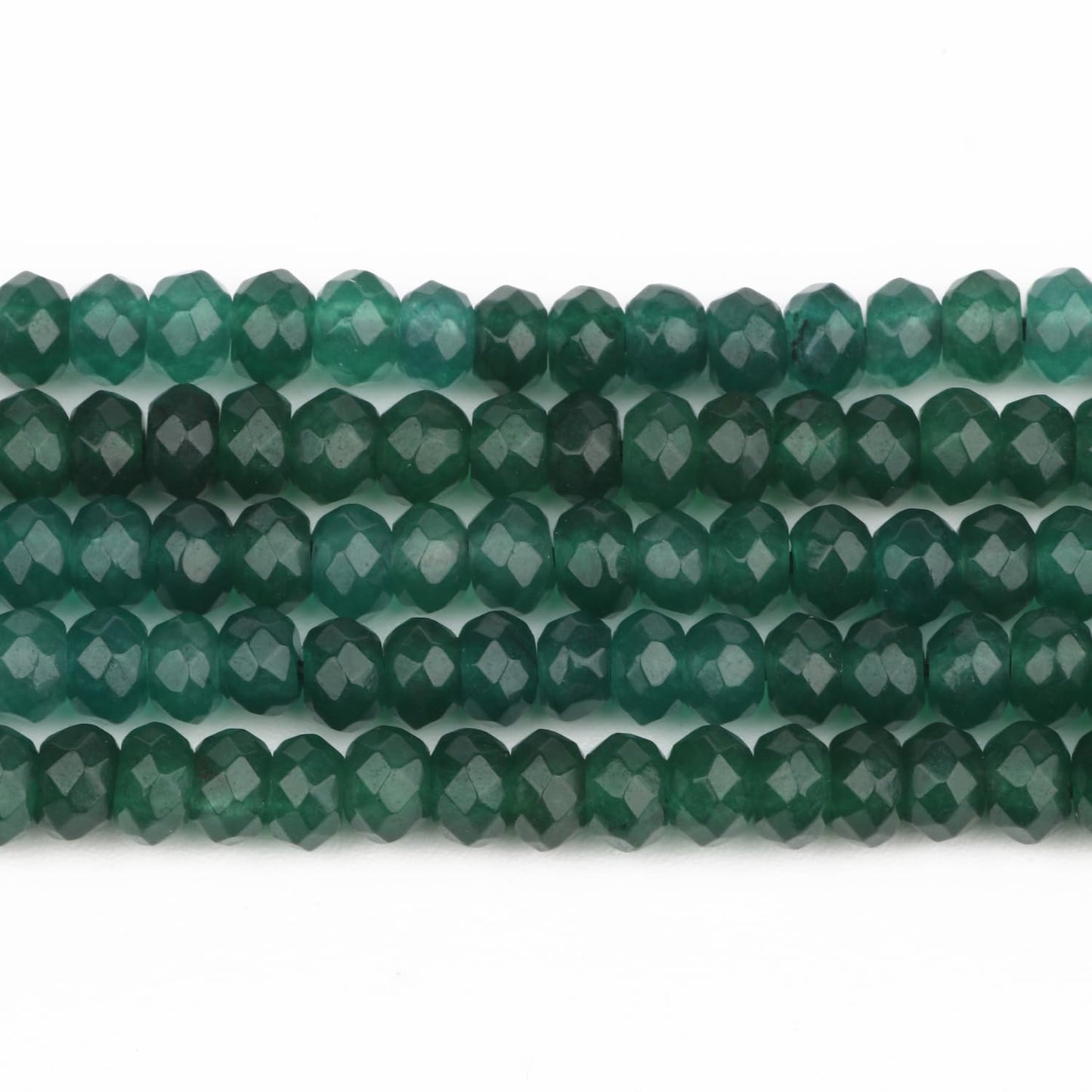 2 String 220PCS 3x5mm Natural Dark Green Chalcedony Stone Beads for Jewelry Making, Songxi Facted Loose Gemstone Beads for DIY Bracelet Necklace Making Supplies with Energy Healing Chakra Power