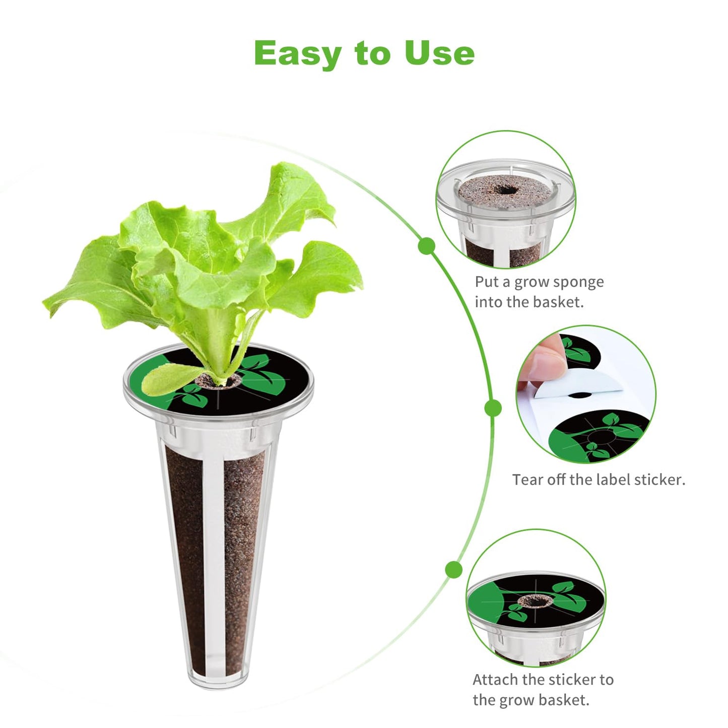 Oliz 50 Pack Hydroponic Grow Baskets with 51PCS Seed Pod Labels Stickers, Replacement Garden DIY Accessories for Most Hydroponic Growing System