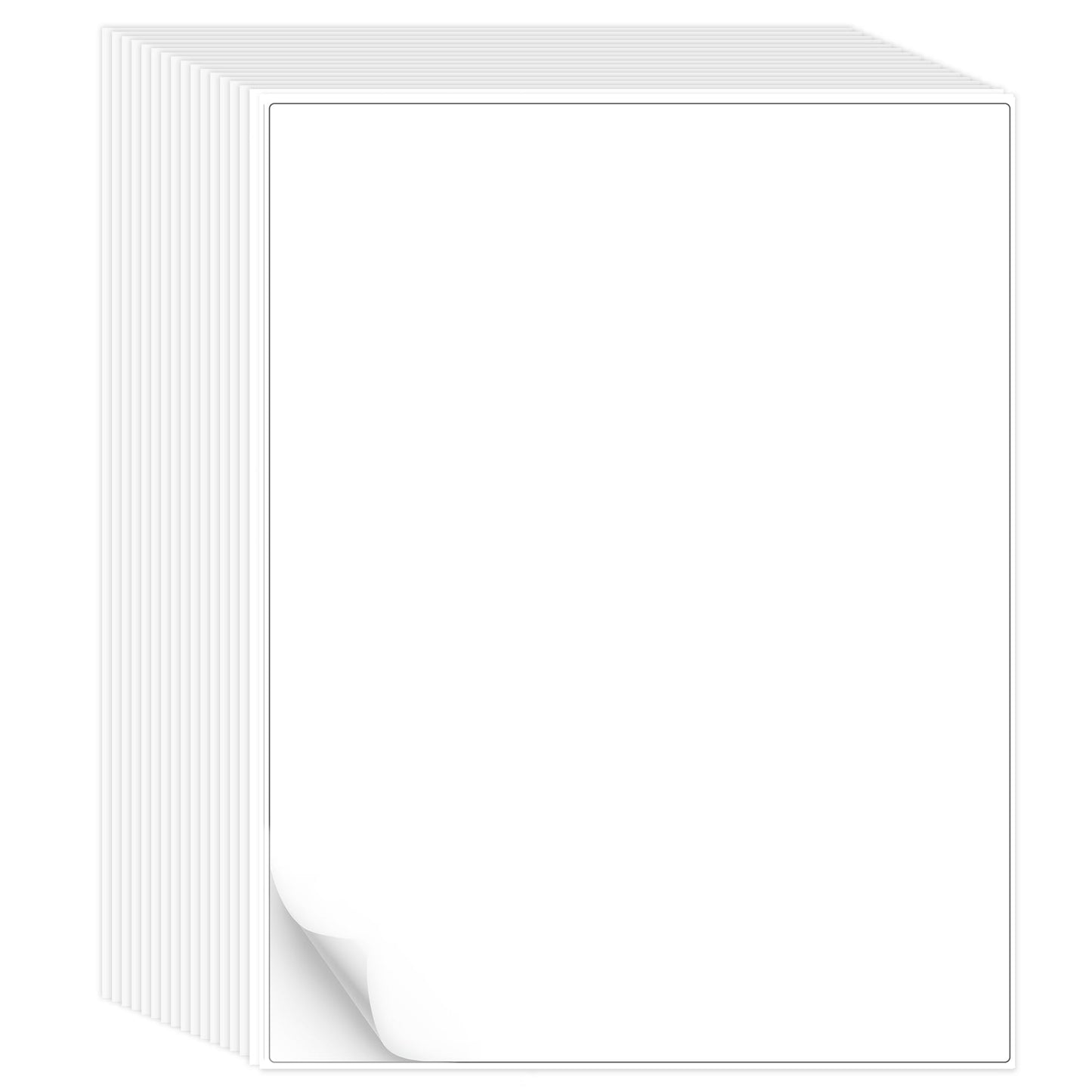 L LIKED 8.5x11 Printable White Sticker Paper Full Sheet Label, Matte, for Laser & Inkjet Printing (100 Sheets)