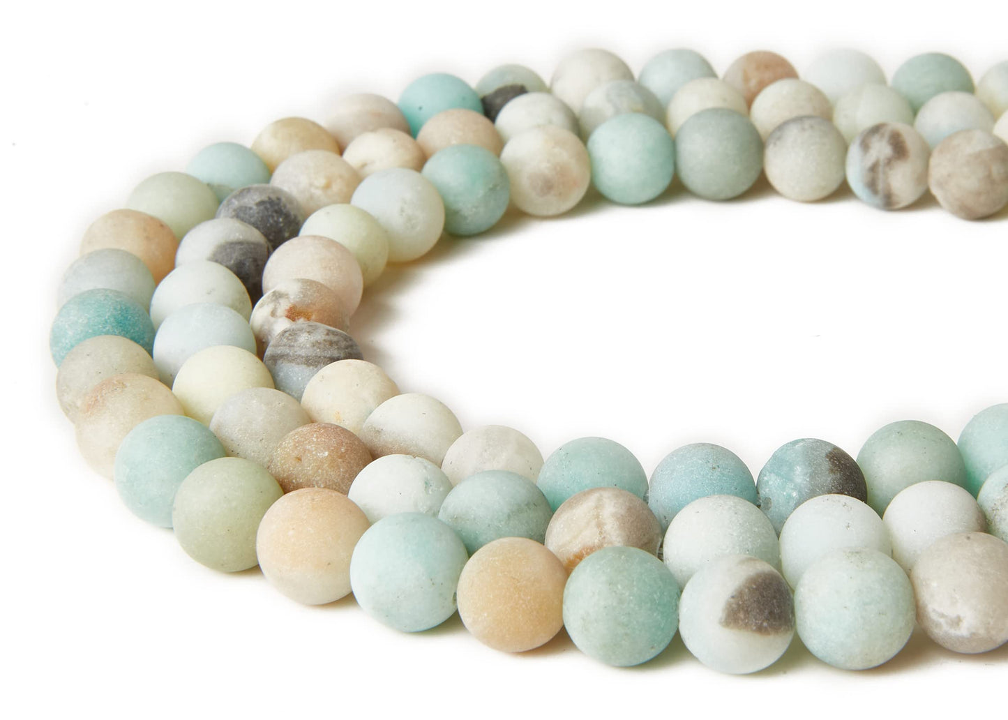 60pcs 6mm Frosted Amazonite Beads Natural Gemstone Beads Round Loose Beads for Jewelry Making