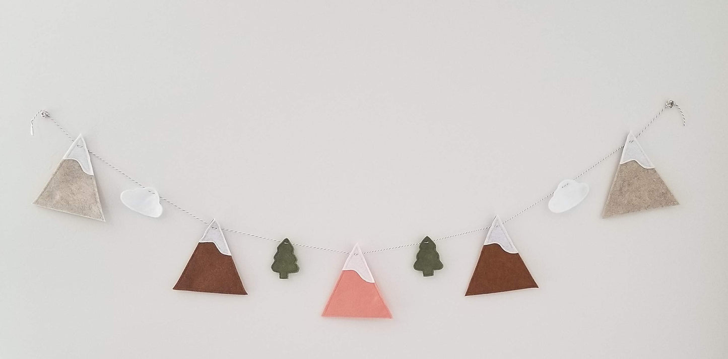 Ella & Max Kids Nursery Decor Mountain Garland Banner, Terra Cotta Woodland Theme, Rustic Felt Bunting, Handmade in USA