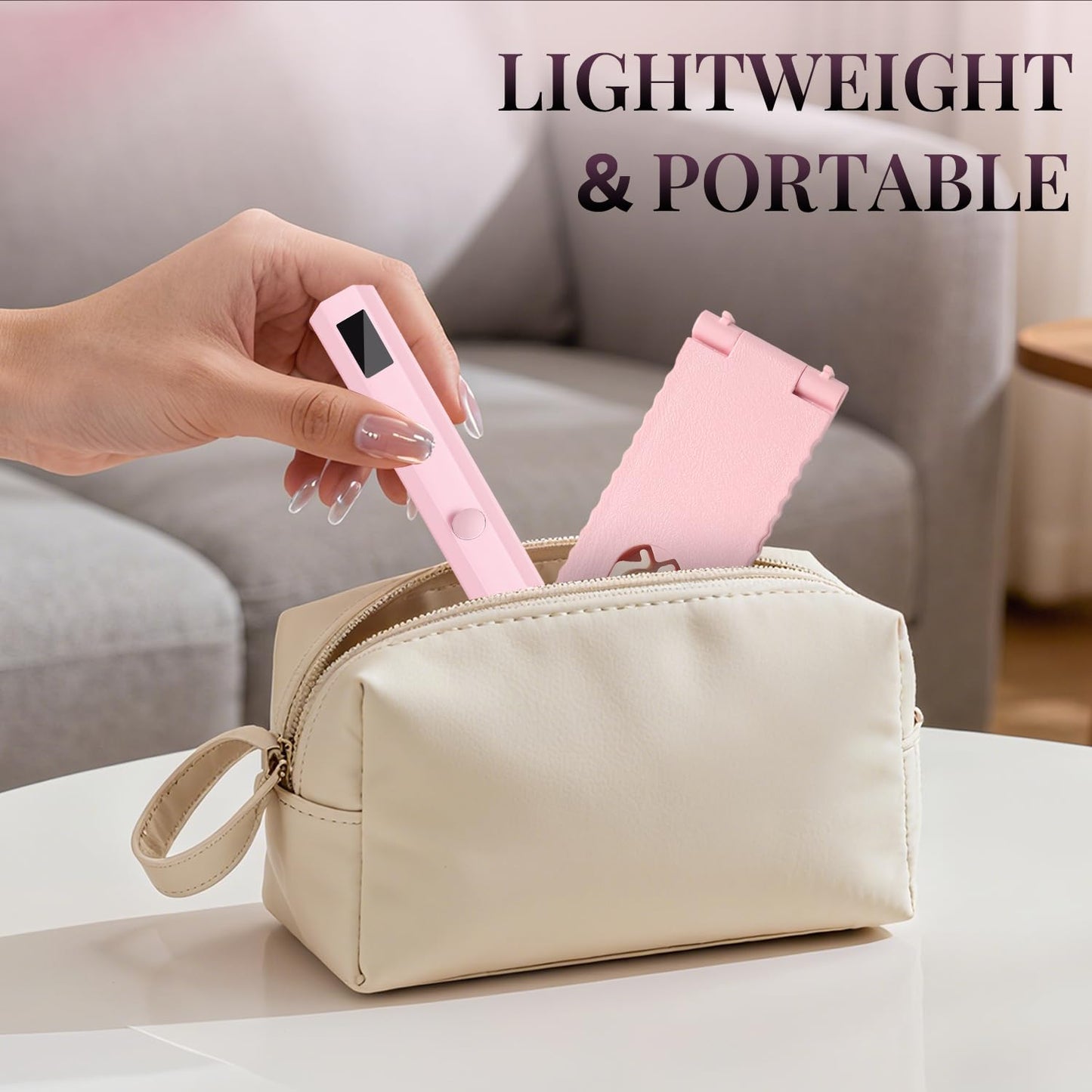 Krofaue Nail Tips Art Bundle – 500PCS Soft Gel French Half Cover Nail Tips with Box & Mini Rechargeable UV Flash Cure Lamp with Stand for Salon and Home DIY