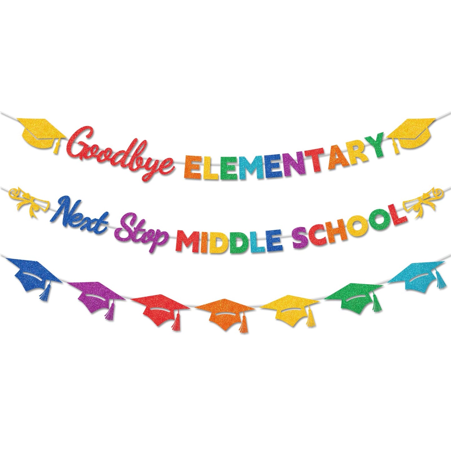 Lednica 5th Grade Graduation Decorations, Elementary Graduation Banner, Class of 2026 Goodbye Elementary Next Stop Middle School Party Supplies, Classroom Decor & Photo Props