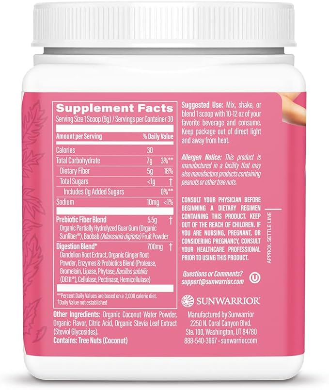 Prebiotic Fiber Supplement Powder | Dietary Fiber Drink Mix with Digestive Enzymes with Probiotics and Prebiotics for Regularity Gut Health & Bloating Relief for Women (Pineapple Vanilla, 30 Servings)