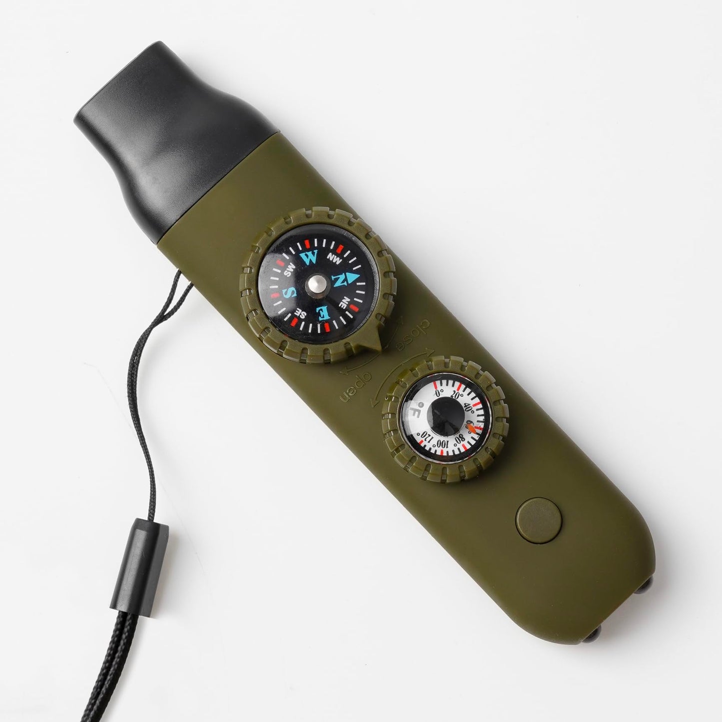 Viriber Emergency Survival Safety Whistle，Whistle for Kids with Lanyard,Compass,Thermometer,Ideal for Kayaking, Boating, Hiking, Camping, Climbing(Green)