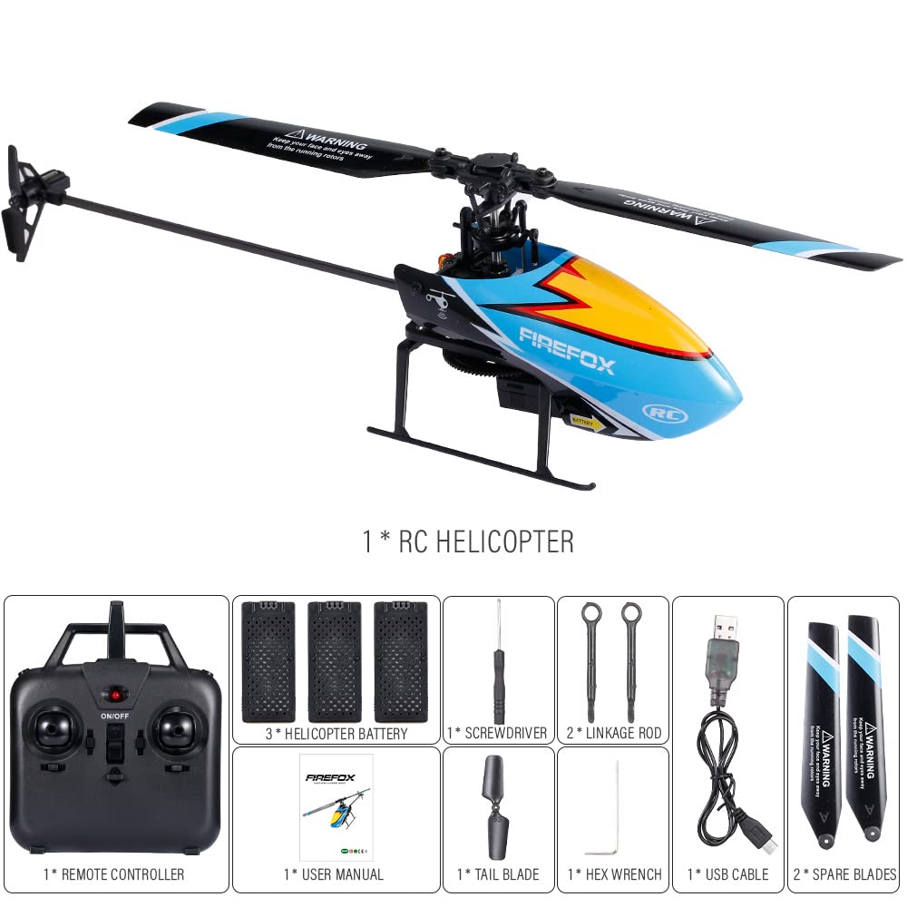 GoolRC C129 RC Helicopter for Adults, 4 Channel 2.4Ghz Remote Control Helicopter with 6-Axis Gyro, Aileronless RC Aircraft with Altitude Hold and 3 Batteries (Blue)