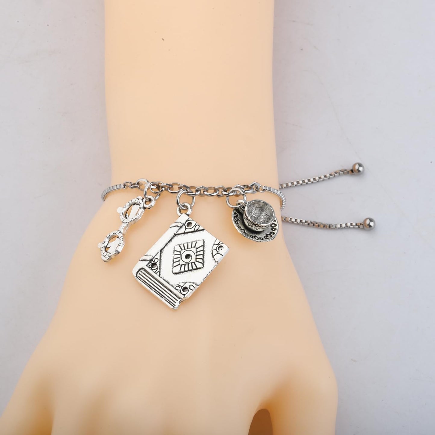 PLITI Reading Gift Bookworm Gift Book Nerd Gift Just One More Chapter Book Lover Bracelet For Women (chapter slide bg)
