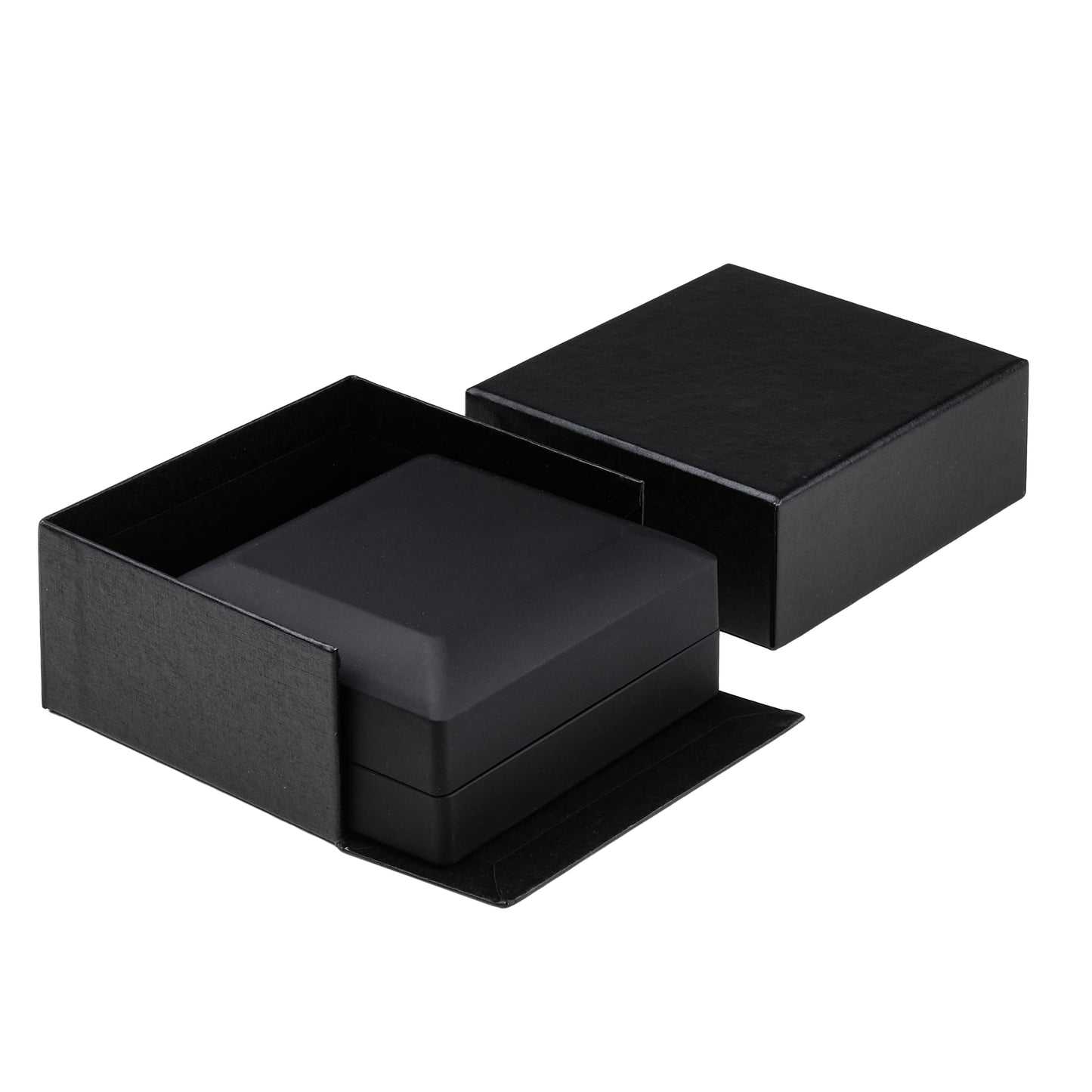Allure,Luxury Earring & Pendant Box With LED Light, Square Shaped Elegant Diamond Pendant & Earring Case, Black Velvet Interior Jewelry Display Gift Box For Unique Proposal, Engagement Or Wedding
