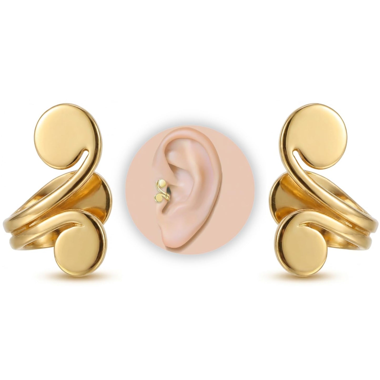 12mm Keloid Pressure Earrings for Women and Men | Clip on Compression Earring for Swelling Keloids | Acupressure Earrings for Her (Acupressure Gold)