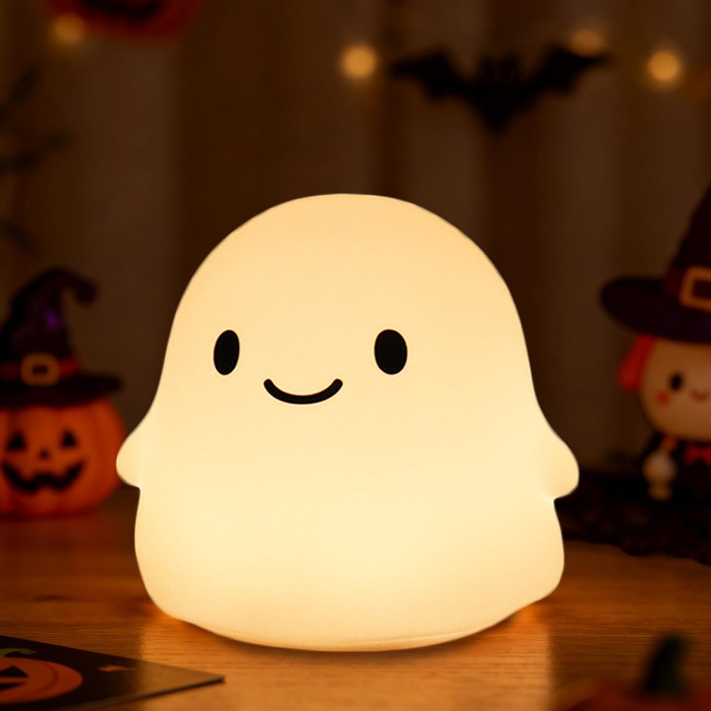 Daixinde Ghost Night Light, Squishy Halloween Gifts with 50Hrs Battery, Tap Control 2 Brightness, 30Min Auto-Off, Rechargeable Cloud Lamp for Kids Bedroom, [Mothers Day Gifts]